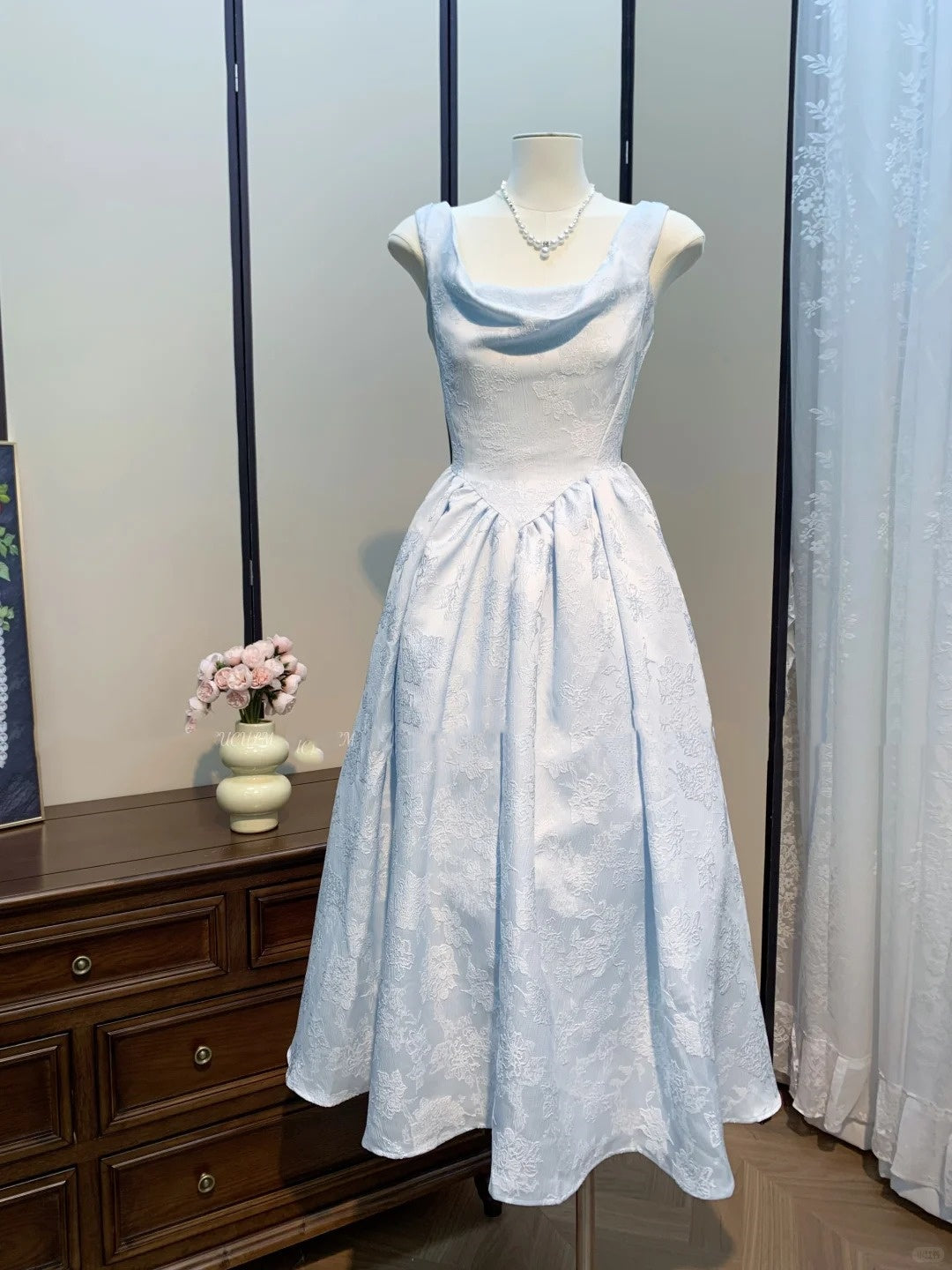 Robe de soirée élégante bleu clair pour fille, longue robe de bal en satin, robe de soirée, robe d'anniversaire, robe de demoiselle d'honneur gh4544