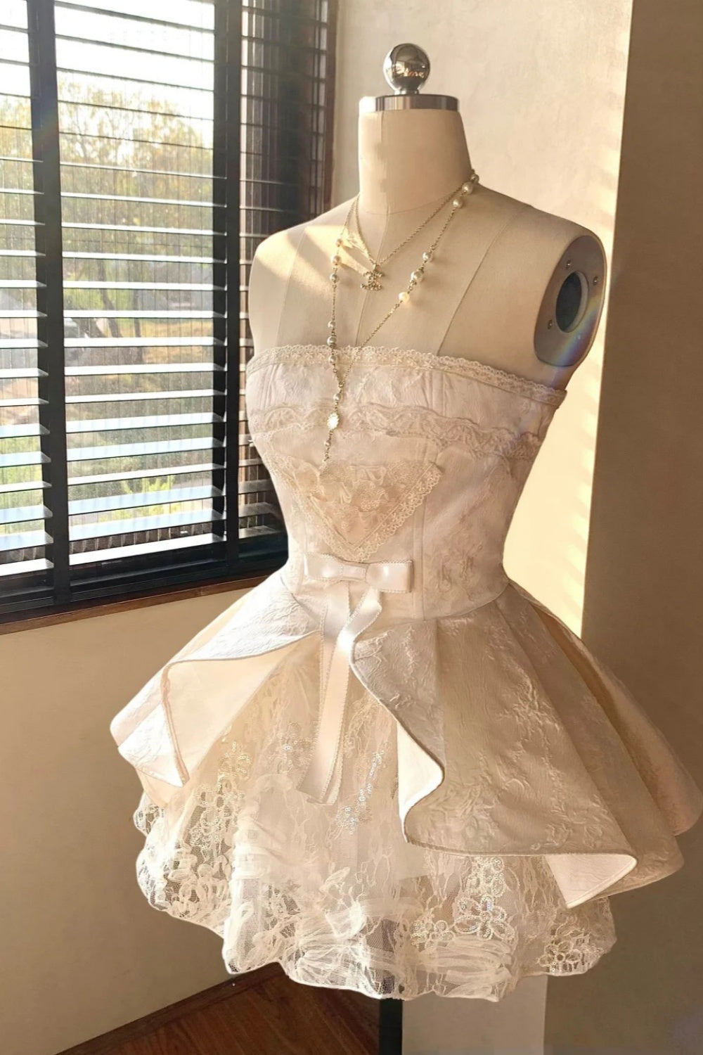 girlhomeshops-Strapless exquisite lace princess homecoming dress tulle gh5741