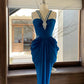Blue Exquisite Bead Embellishment Long Satin Formal Prom Dress gh6769