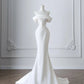 Robe de mariée sirène blanche simple et élégante, longue et slim, en satin, robe de bal, robe de soirée, gh4828