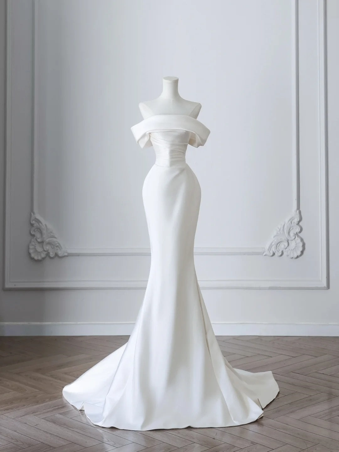 Robe de mariée sirène blanche simple et élégante, longue et slim, en satin, robe de bal, robe de soirée, gh4828