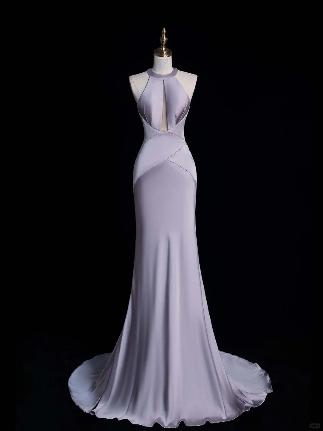Robe de soirée longue et élégante en satin violet, longueur au sol, gh4293