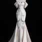 Ivory Elegant Satin Long Mermaid Slim Floor Length Ball Gown Evening Gown Wedding Dress gh4199