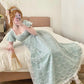 Mint Green Lace Square Neck Short Sleeve Floor-length Gown Retro Rococo Tea Party·Luxury Party Dress gh6738