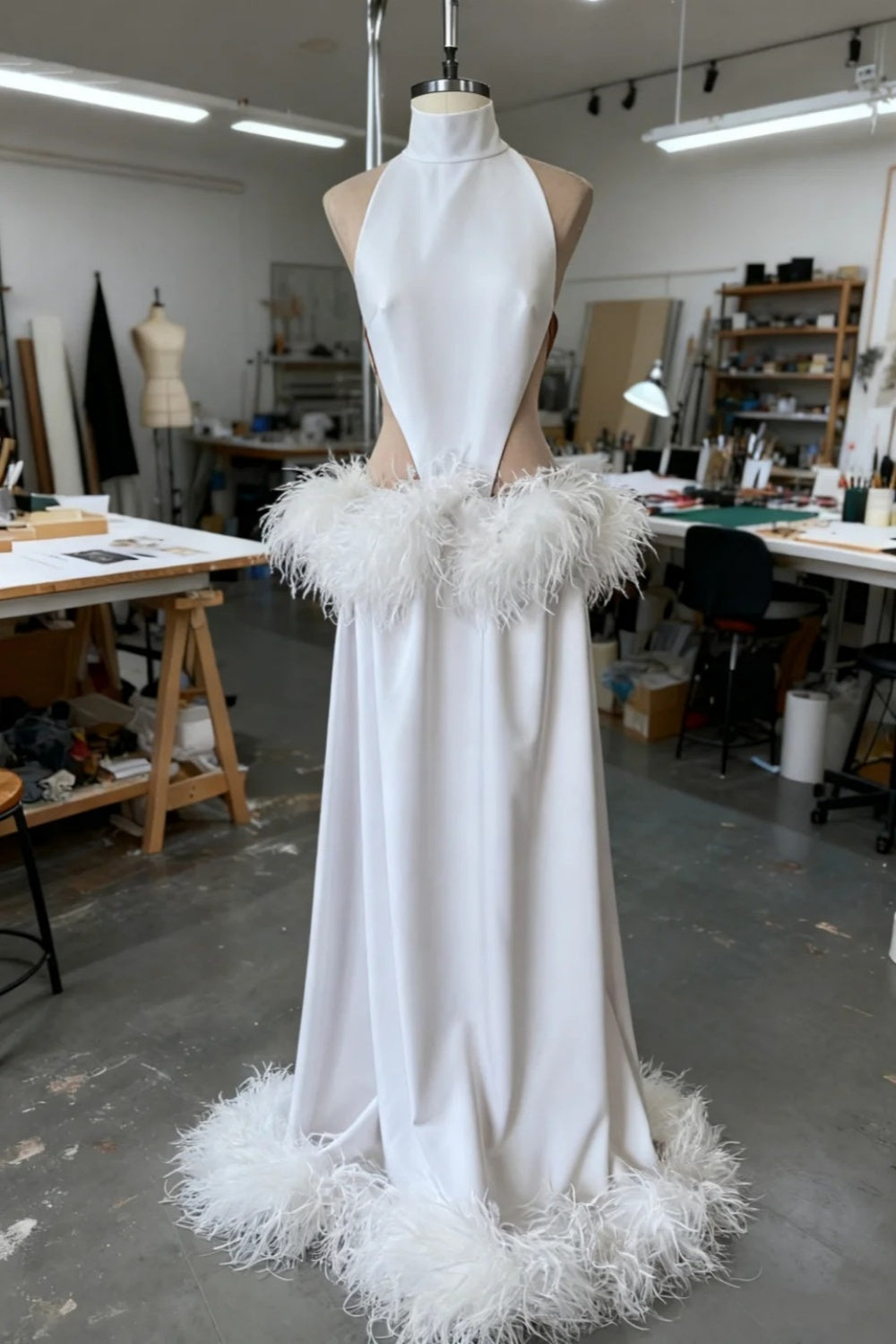 girlhomeshops-Sexy Long Fur Dress gh6162