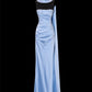 Girlhomeshops-Blau exquisite Perlen Mode lange Satin Ballkleid Abendkleid Partykleid gh5379