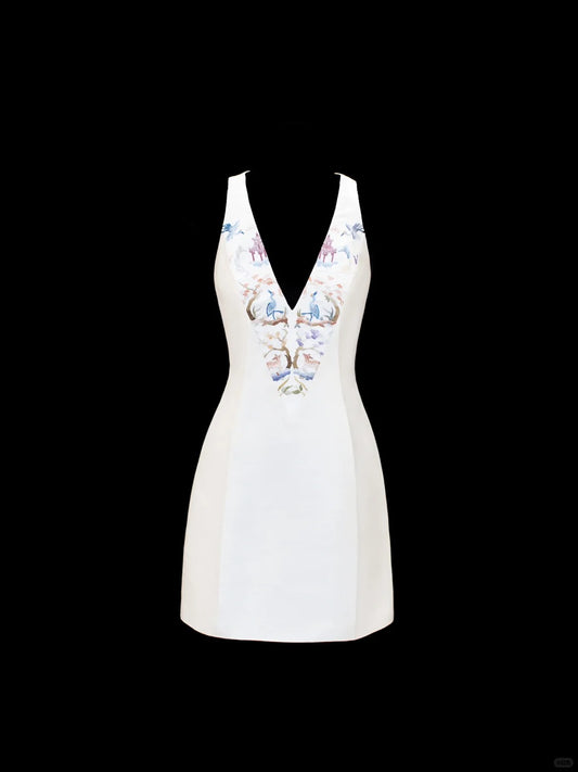 Girlhomeshops-White exquisite and elegant fairy girl short satin homecoming dress birthday dress gh5374