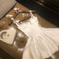 Girlhomeshops-White short satin princess homecoming dress birthday party dress eighth grade dress gh5295