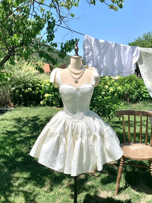 Girlhomeshops-White Sweet Short Chiffon Homecoming Dress Birthday Party Dress gh5047