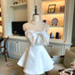 Girlhomeshops-White short satin princess homecoming dress birthday party dress eighth grade dress gh5294