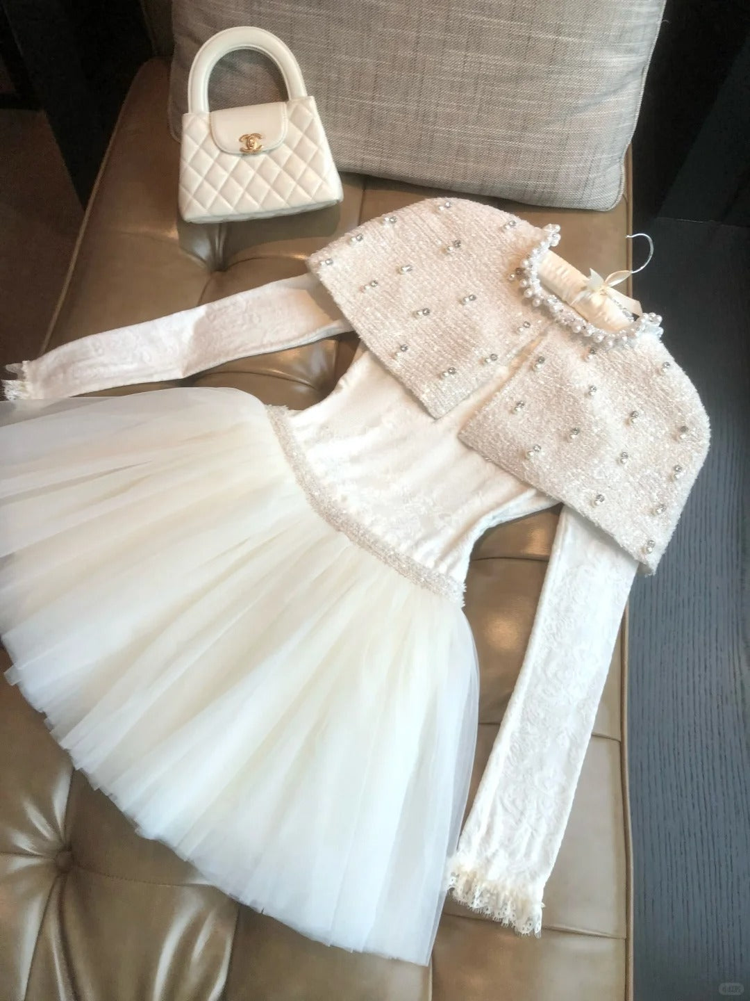 Girlhomeshops-White short chiffon princess homecoming dress birthday party dress eighth grade dress French little princess ballet skirt gh5296