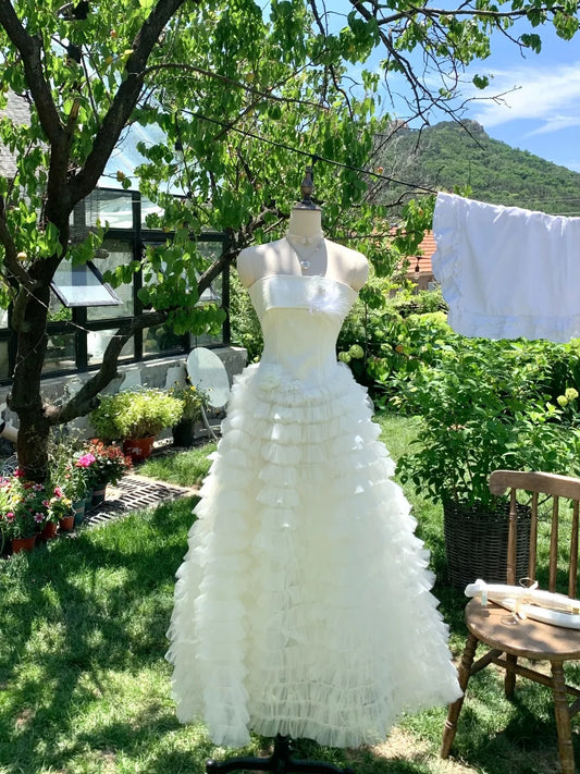 Girlhomeshops-White sweet long chiffon ball gown homecoming dress birthday party dress gh5048