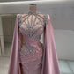 Girlhomeshops-Pink Luxury Gorgeous Beaded Rhinestone Long Satin Prom dress Evening Dress gh5017