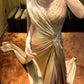 girlhomeshops-High - Slit Gilt One - shoulder Gown, Shining Beads Unleash Sexy Charm gh5897