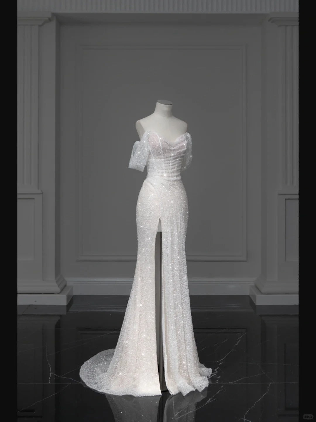 ✨Girlhomeshops-White Sparkling Elegant Mermaid Long Tulle Slimming Prom dress Evening Dress Party Dress gh4991