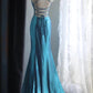 Blue Elegant Satin Long Mermaid Slim Fit Floor Length Ball Gown Evening Gown Prom Dress gh4201