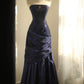 girlhomeshops-Blue mermaid long satin fishtail ball princess prom dress evening gown gh5742