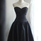 Vintage Little Black Dress Taffeta Short Homecoming Dress Satin Sweetheart Neckline Irregular Pleated Design Hand-beaded gh4375