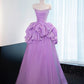 Robe de soirée longue en satin violet, style princesse, longueur au sol, gh4549
