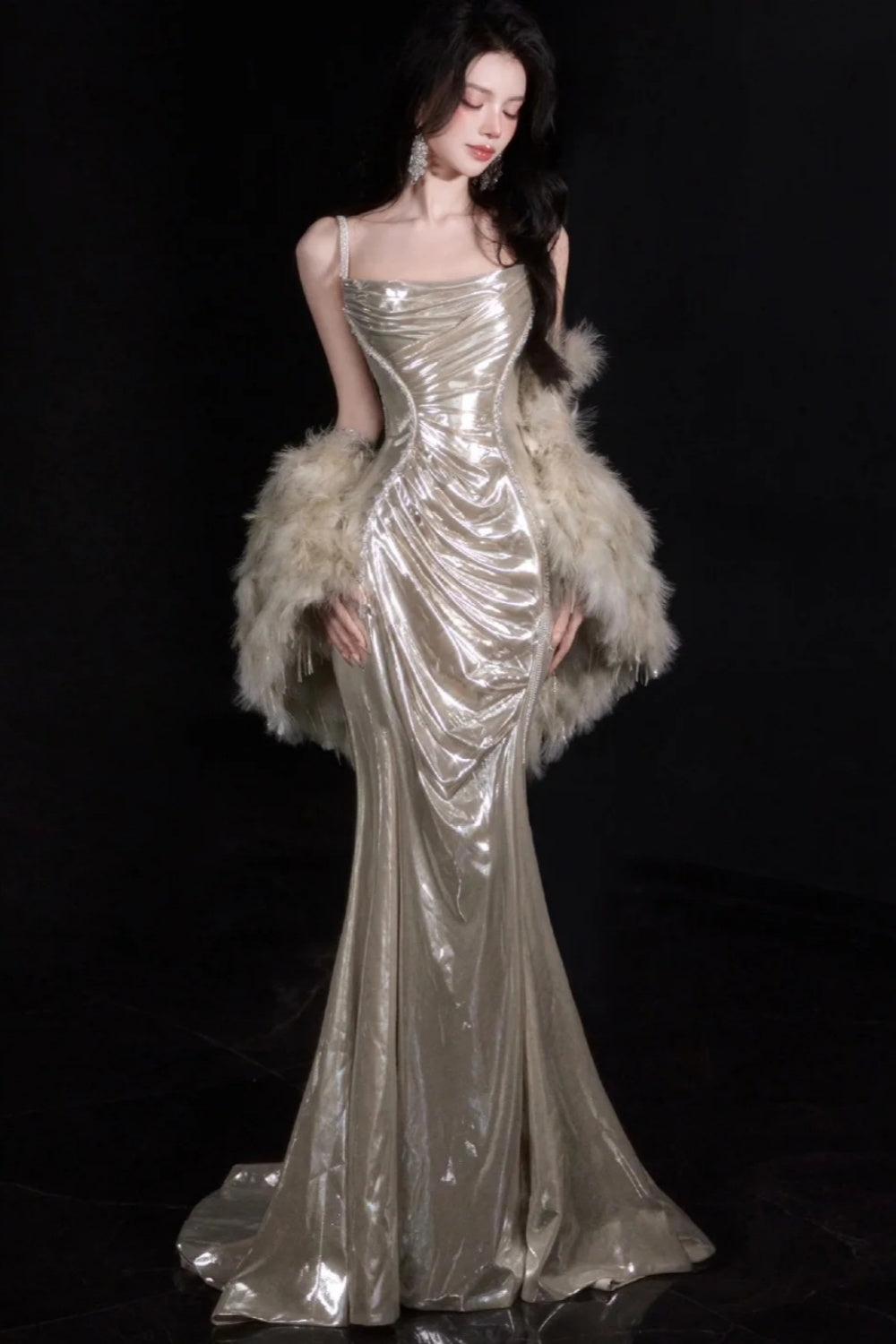 girlhomeshops-Elegant Satin Mermaid Fitted Prom Dress gh6234