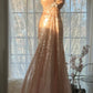 Pink Gorgeous Shiny Exquisite Beaded Spaghetti Strap V-Neck Long Sequin Chiffon Ball Gown Evening Gown Party Dress gh4094