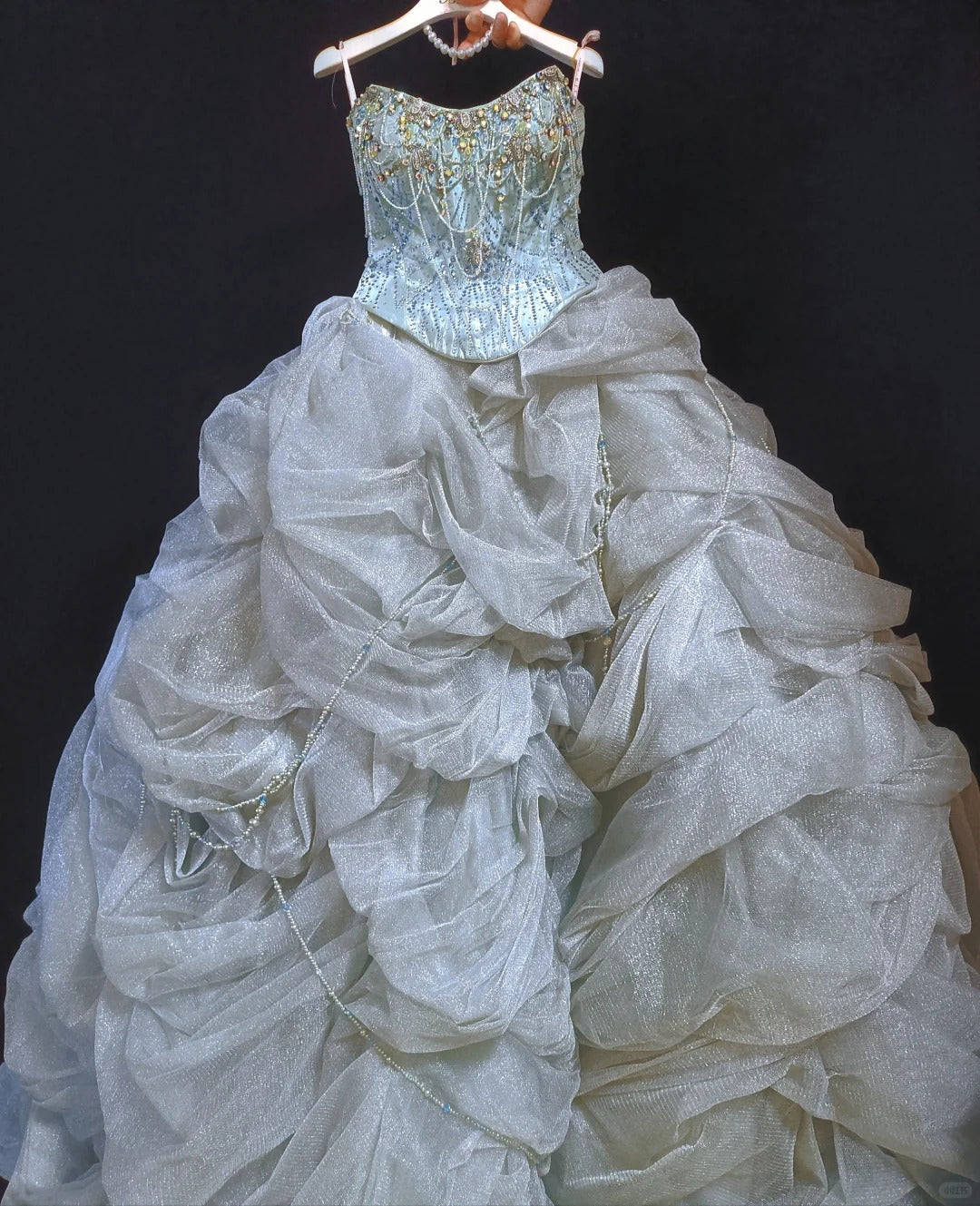 Girlhomeshops - Wunderschönes, funkelndes, elegantes, langes Ballkleid aus Tüll in Rosa, gh5320