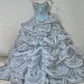 Girlhomeshops - Eisblaues, wunderschönes, silbernes Perlenbesatz, modisches und elegantes, langes, mehrlagiges Prinzessinnen-Ballkleid aus Tüll gh5326