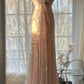 Pink Gorgeous Shiny Exquisite Beaded Spaghetti Strap V-Neck Long Sequin Chiffon Ball Gown Evening Gown Party Dress gh4094