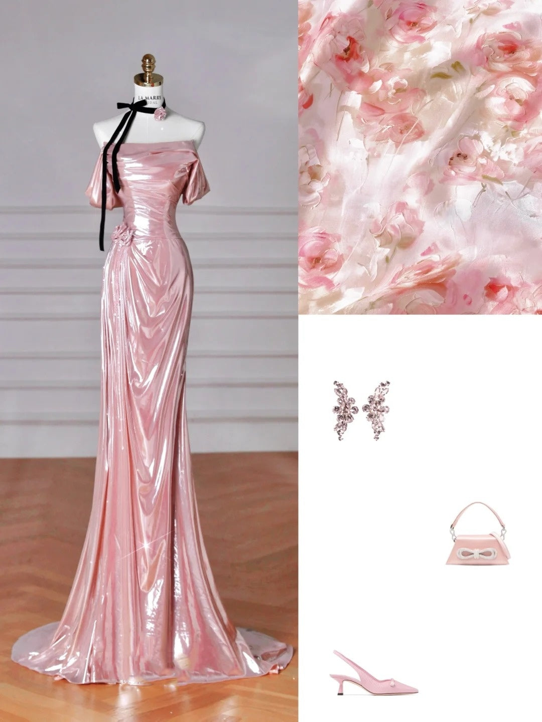 Pink Beautiful Elegant Satin Long Mermaid Slim Floor Length Ball Gown Evening Dress Prom Dress gh4204