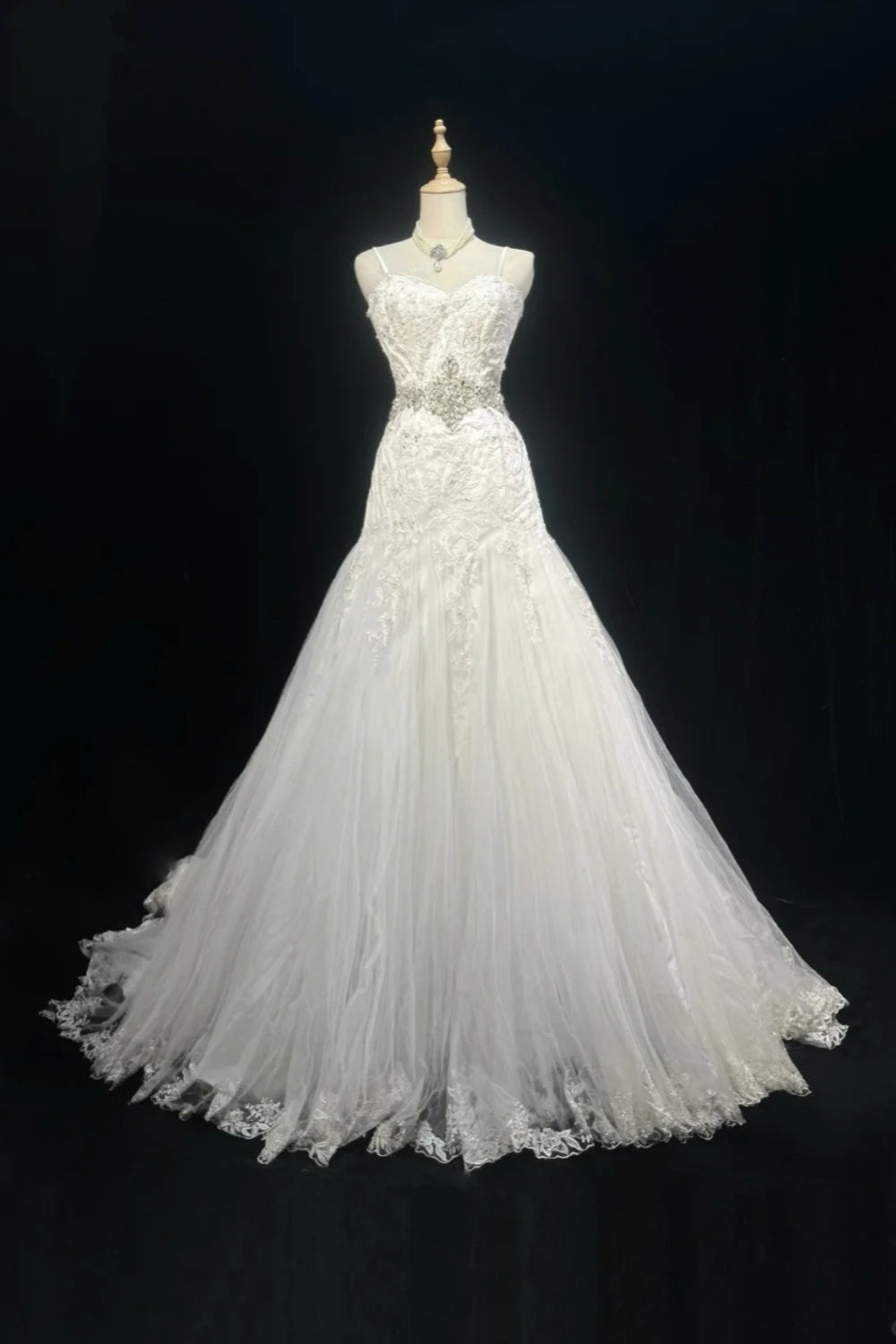 girlhomeshops - Robe de mariée longue en tulle blanc, ornée de perles exquises, magnifique gh6242