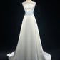 girlhomeshops-White And Blue Satin Long Dress With Delicate Beading gh6248
