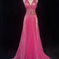 Pink Exquisite Pearl Embellishment Long Satin Formal Dress gh6774