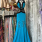 Girlhomeshops-Blue beaded sexy elegant long suspender Prom dress evening dress party dress gh5187