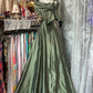Girlhomeshops-Green elegant simple long satin Prom dress evening dress birthday party dress gh5185
