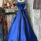 Robe de soirée longue et élégante en satin bleu gh4472
