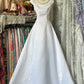 Girlhomeshops-A-line white simple fashion elegant long satin Prom dress evening dress party dress gh5190