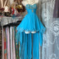 robe courte en mousseline bleue à encolure cœur girlhomeshops gh6127