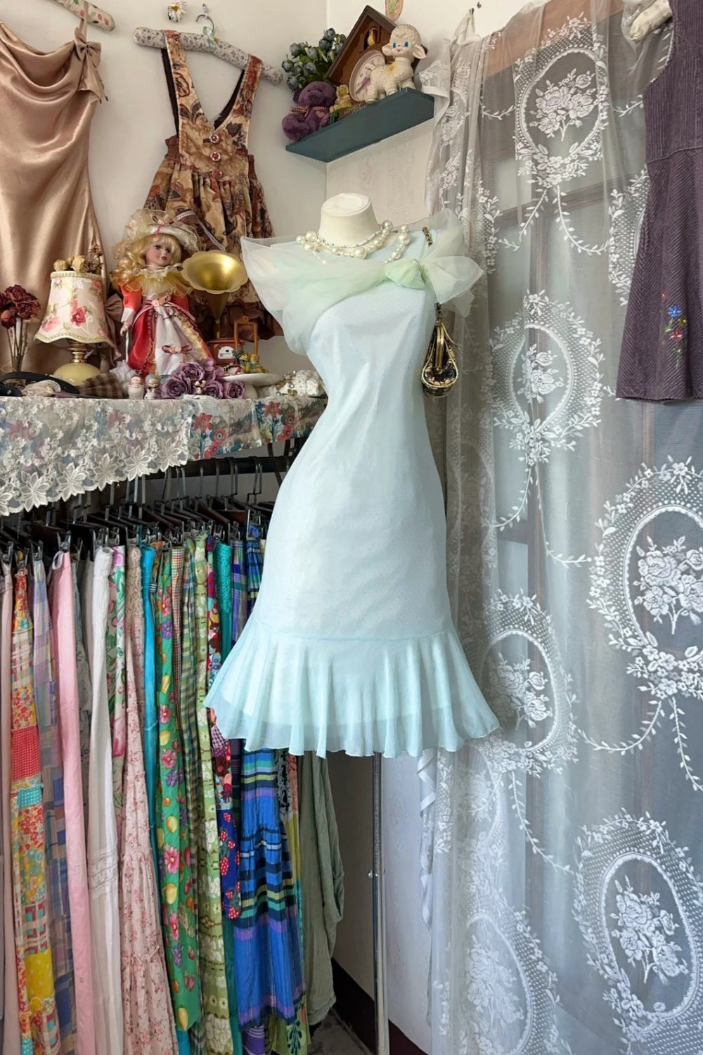 girlhomeshops-Retro Dress, Blue Dress, Short Dress gh6129
