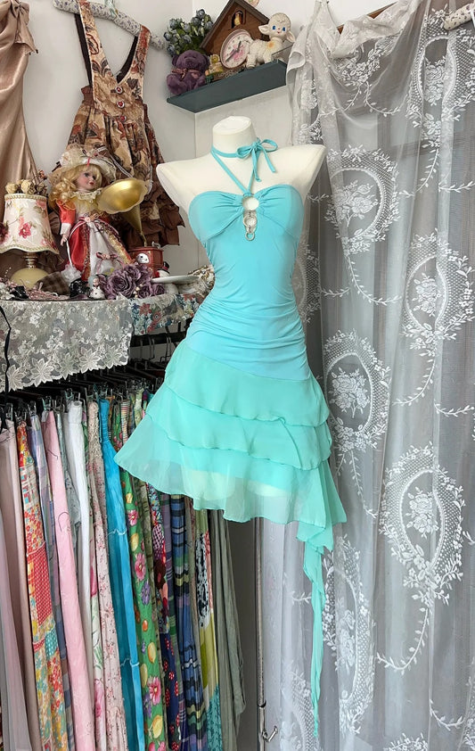 Girlhomeshops-Green vintage short chiffon homecoming dress birthday dress gh5226