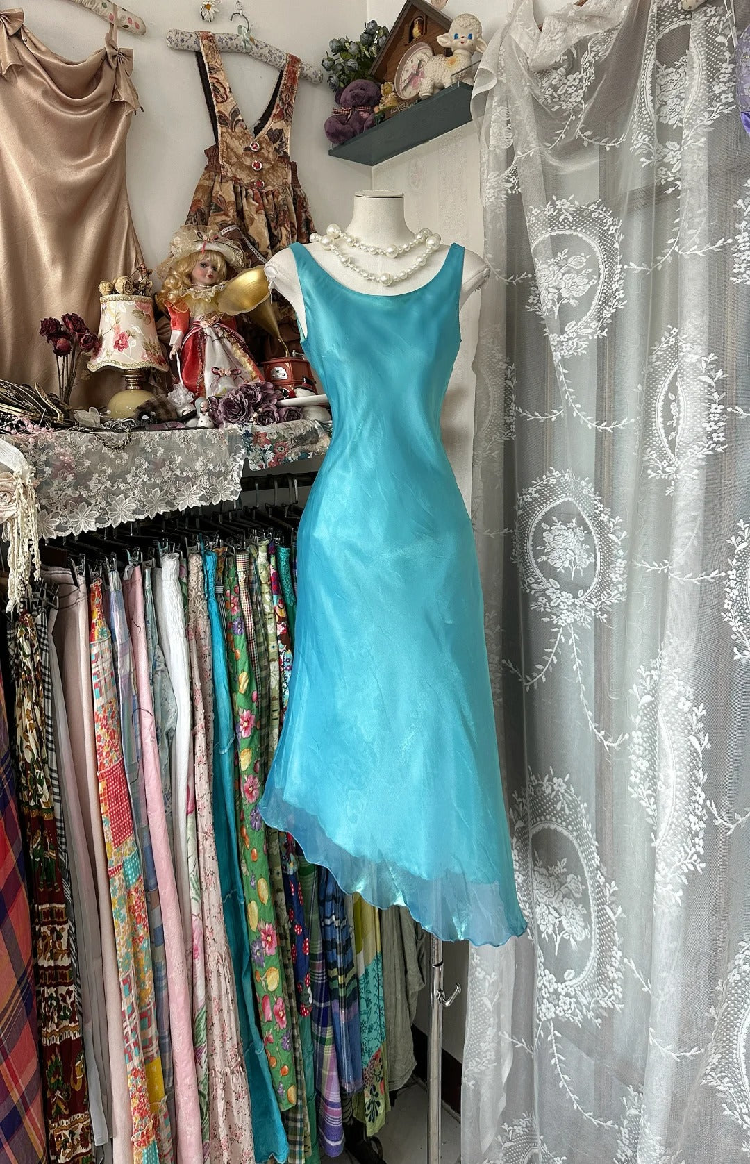Girlhomeshops-Blue vintage long chiffon homecoming dress birthday dress party dress gh5227
