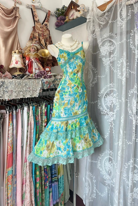 Girlhomeshops-Floral Vintage Elegant Long Chiffon Birthday Party Dress gh5175