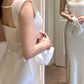 White, Simple Yet Elegant Long Bridesmaid Dress, Birthday Party Dress gh7081