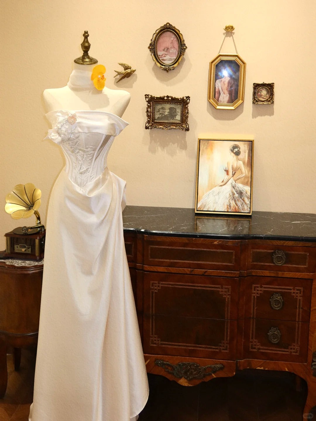 Girlhomeshops--White exquisite beaded long satin prom wedding dress gh5482 main image 1