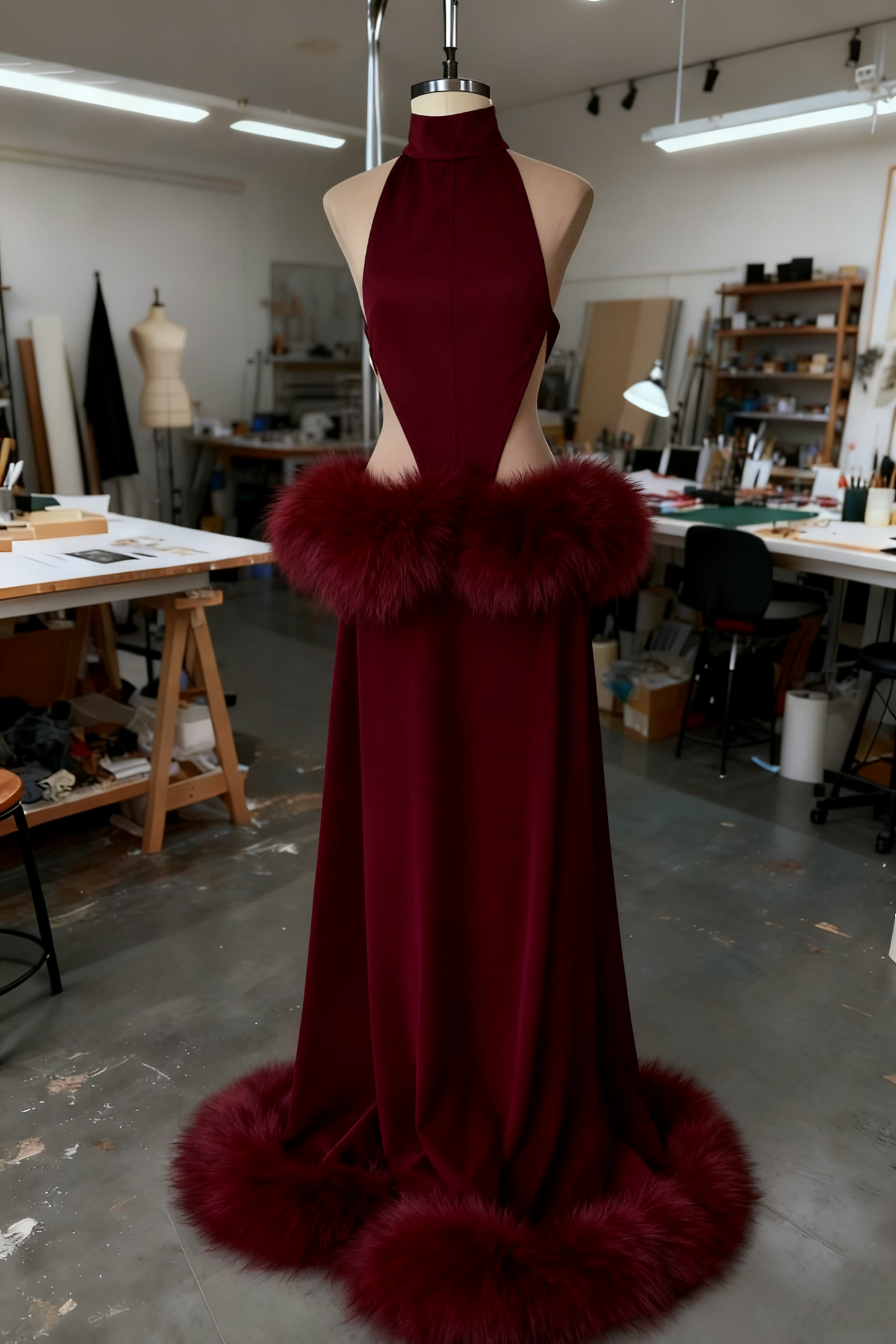 girlhomeshops-Sexy Long Fur Dress gh6162
