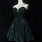 Green shiny princess sequin short retro fashion homecoming dress prom dress evening dress gh4368