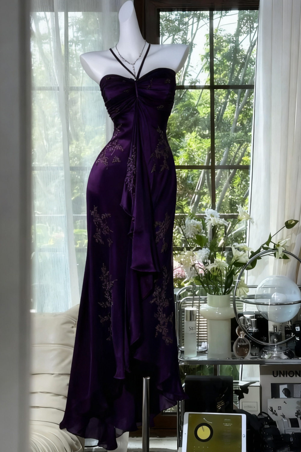 ✨Girlhomeshops-Green beaded exquisite gorgeous long chiffon Prom dress evening dress party dress gh4987