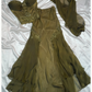 Olive Green Sequin-Embellished Strapless Gown with Shawl Set gh6401
