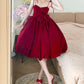 Robe de bal rouge courte en velours, robe de soirée, robe d'anniversaire, gh4520