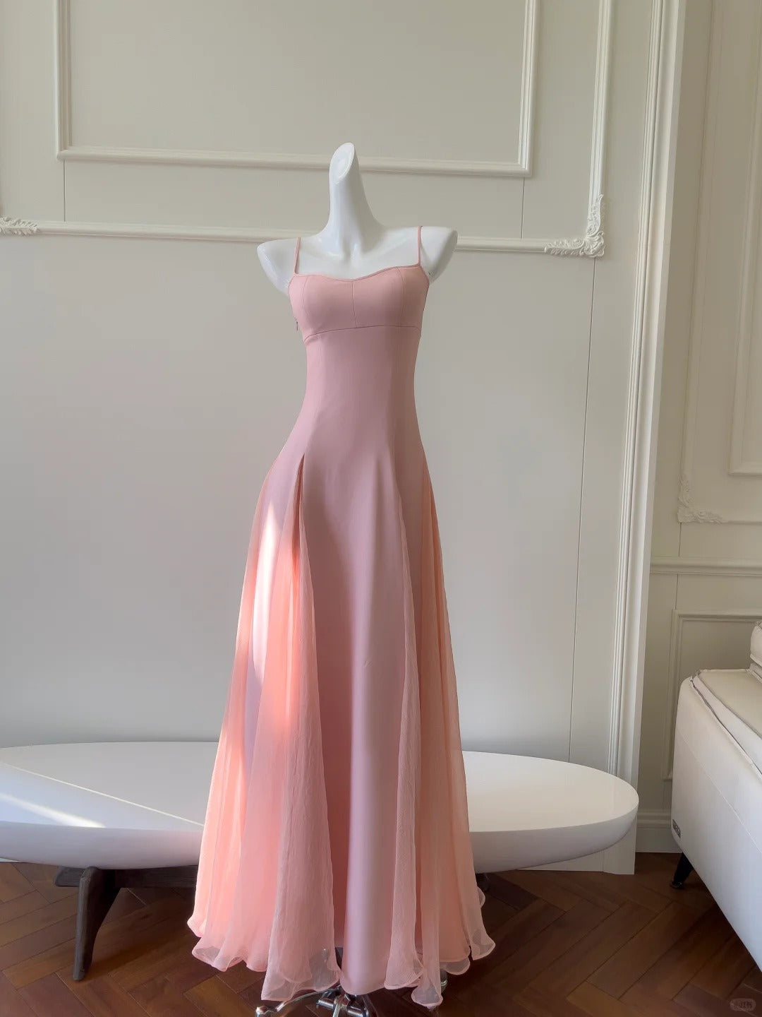 girlhomeshops--Pink spaghetti strap long dress gh5732