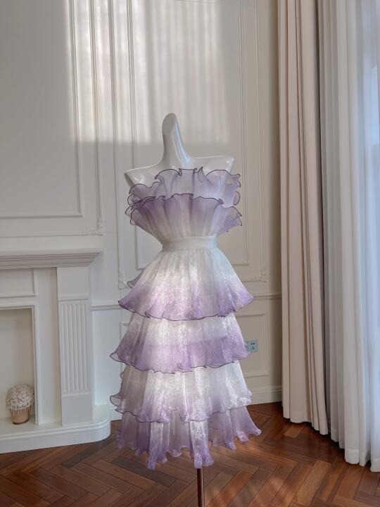 Purple Fairy Elegant Beautiful Homecoming Dress Short Chiffon Ball Gown Birthday Party Dress Evening Dress gh4411
